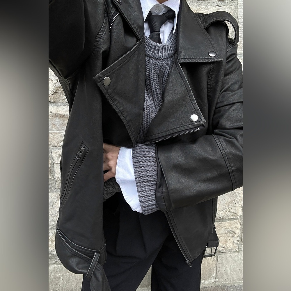 NA KD Black PU Leather Jacket